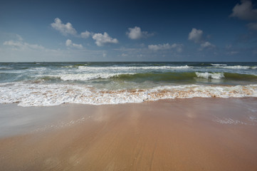 Fototapeta na wymiar sand North sea beach on sunny day