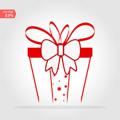 Red Gift. Isolated vector icon, sign, emblem, pictogram. Flat style for design, web logo or UI Eps10