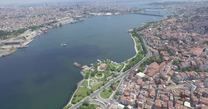 aerial view of Golden Horn in Istanbul bosphorus