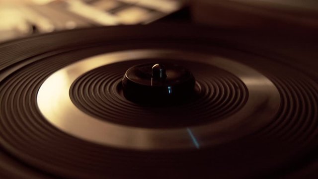 vintage retro desk vinyl turntable player spinning