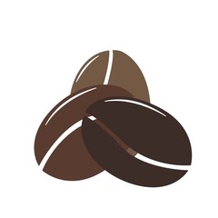 Simple icon with three coffee bean. Flat Design