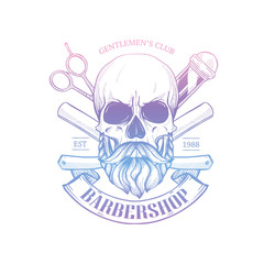 Barbershop logo with angry skull