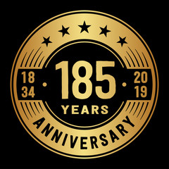 185 years anniversary logo template. One hundred and eighty-five years logo. Vector and illustration.