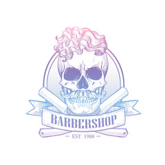 Barbershop logo with angry skull