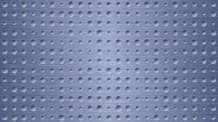 Abstract metal background with holes in blue colors