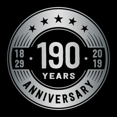 190 years anniversary logo template. One hundred and ninety years logo. Vector and illustration.