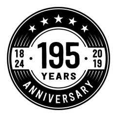 195 years anniversary logo template. One hundred and ninety-five years logo. Vector and illustration.