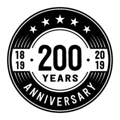 200 years anniversary logo template. Two hundred years logo. Vector and illustration.