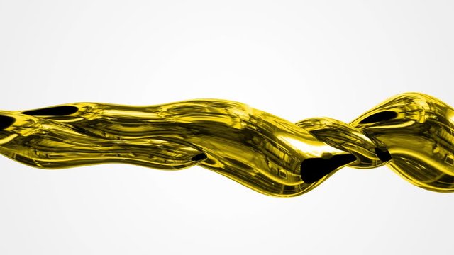 Gold 3d liquid surface texture. Animation of golden liquid object. Seamless loop shapes footage. Green screen.
