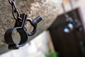Handcuffs in yard of Prison Tower in Gdansk