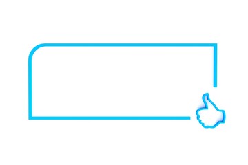 3D empty blue frame with like symbol on white background - 3d rendering