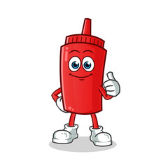 ketchup thumbs up mascot vector cartoon illustration