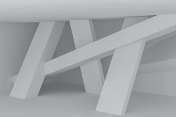 Obraz premium Futuristic White Architecture Design Background. Construction Concept. 3d Render Illustration