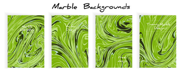 Artistic Covers Set. Corporate Marble Texture. Reatistic Oil Paint Green