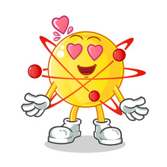 atom fall in love mascot vector cartoon illustration