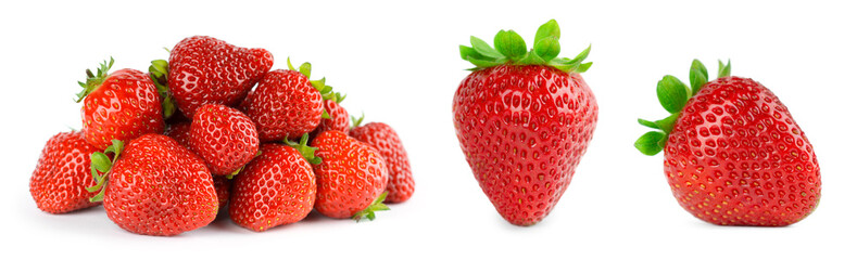 Strawberry on white background. Fresh sweet fruit closeup.