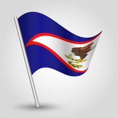 vector waving simple triangle samoan flag on slanted silver pole - symbol of american samoa with metal stick