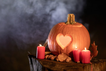 Halloween pumpkin with heart. Love on Halloween. Halloween heart. Autumn Pumpkin_8