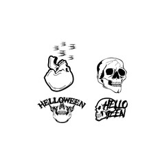 skull head halloween element halloween vector