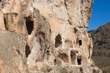 Vardzia ancient cave city-monastery in the Erusheti Mountain near Aspindza, Georgia. This is a popular tourist attraction. 
