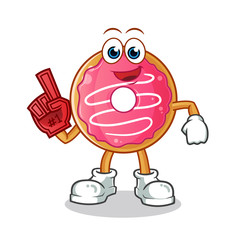 donut number one fan cartoon vector mascot illustration