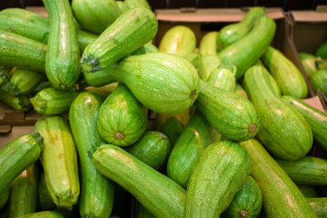 green zucchini background on the market