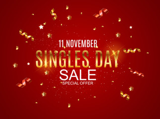 November 11 Singles Day Sale Abstract Background.. Vector Illustration