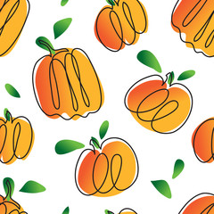 Seamless pumpkins pattern halloween thanksgiving vector
