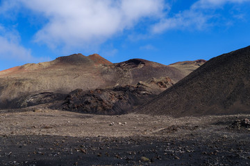 Timanfaya national park with black volcanos on Lanzarote