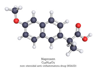 Molecular model of naproxen, medication for inflammation