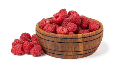 ripe raspberry on white background