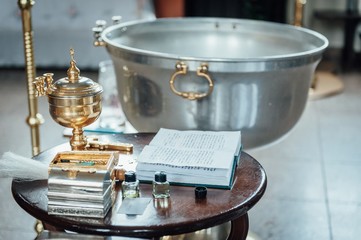 Orthodox baptism in the church