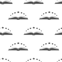 Open book icon with with stars above it.