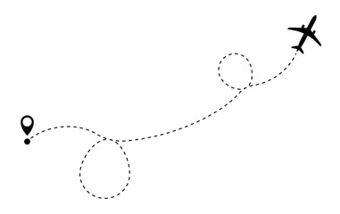 Airplane path line.Vector graphic. Vector illustration in a flat style on a white background.