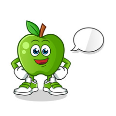 green apple talking mascot vector cartoon art illustration