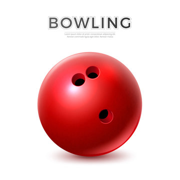 Vector realistic red bowling ball with holes
