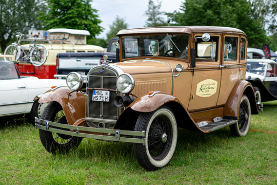 Retro car Ford Model A Limousine 1930 on June 08, 2019 in Paaren in Glien by Berlin, Germany.