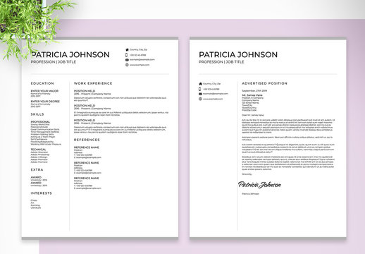 Black and White Resume and Cover Letter Set
