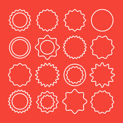 Starburst badges, labels and stickers set. Abstract shapes. Premium quality. Line design. Vector illustration