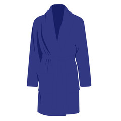 Dressing gown blue realistic vector illustration isolated
