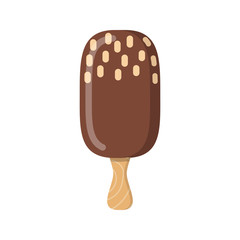 Ice cream icon isolated on white background. Colorful summer cold ice cream. Flat style vector illustration.