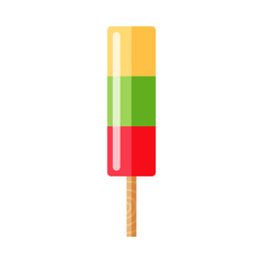 Ice cream icon isolated on white background. Colorful summer cold ice cream. Flat style vector illustration.