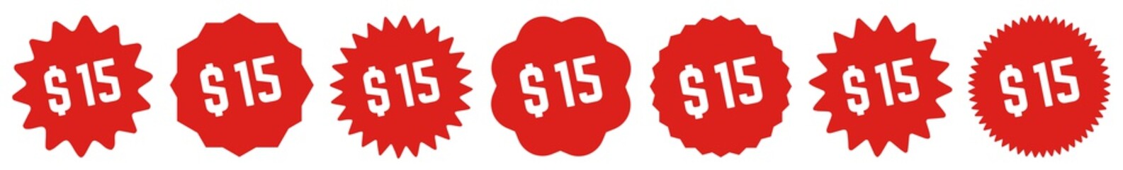 5 Price Tag Red | 5 Dollar | Special Offer Icon | Sale Sticker | Deal Label | Variations
