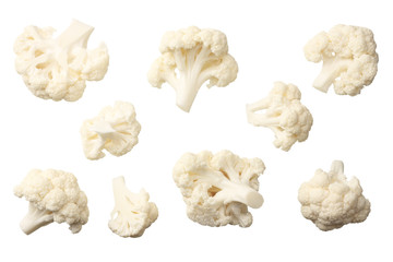 Cauliflower isolated on a white background. top view