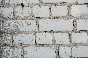 Silicate white brick wall without plaster