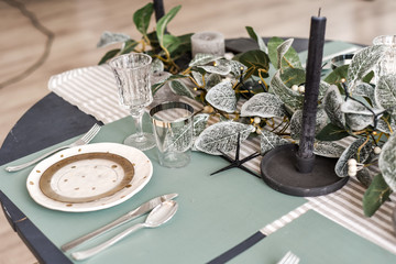 festive table served in a cozy restaurant