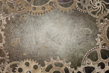 steampunk grunge gear backdrop brown frame