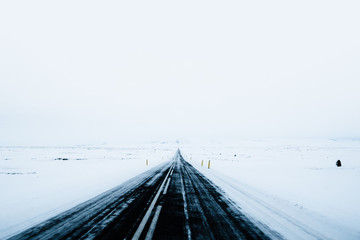 Winter road in Northern Iceland