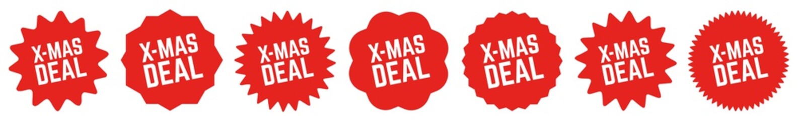 Xmas Deal Tag Red | X-MAS Special Offer Label | Christmas Sale Sticker | Icon | Variations