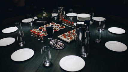 luxury tableware beautiful table setting in restaurant